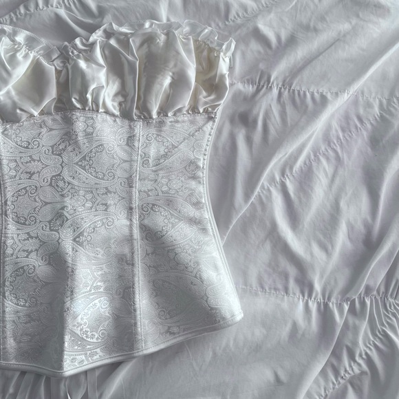 Vintage porcelain satin corset top - Picture 2 of 4